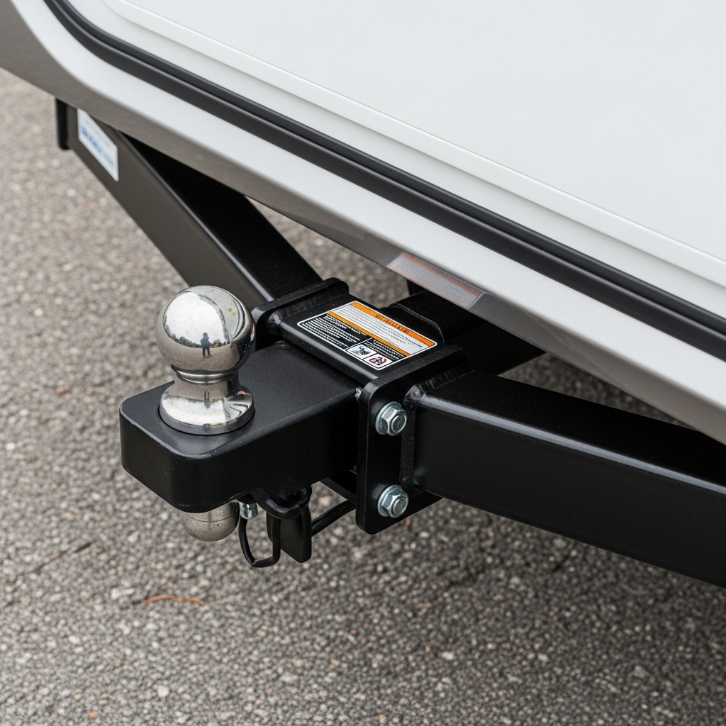 RV hitches, towing equipment, and exterior accessories including Reese hitches and Husky products